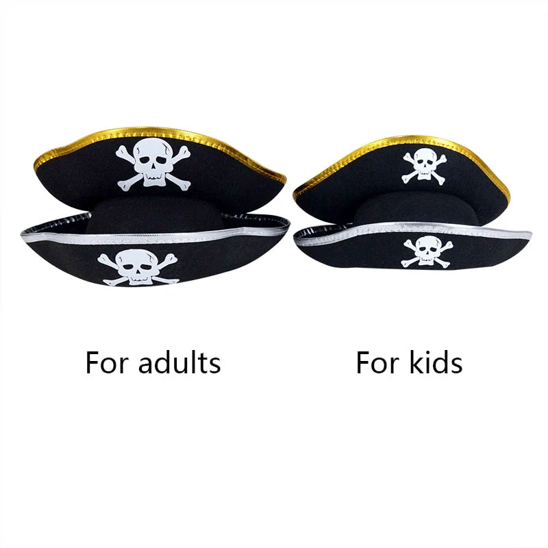 HULIANFU Print Skull Children / Adult Pirate Hat Cosplay Costume Cap Halloween Masquerade Party Performance Pirate Captain Hat Props - Deanwangkt
