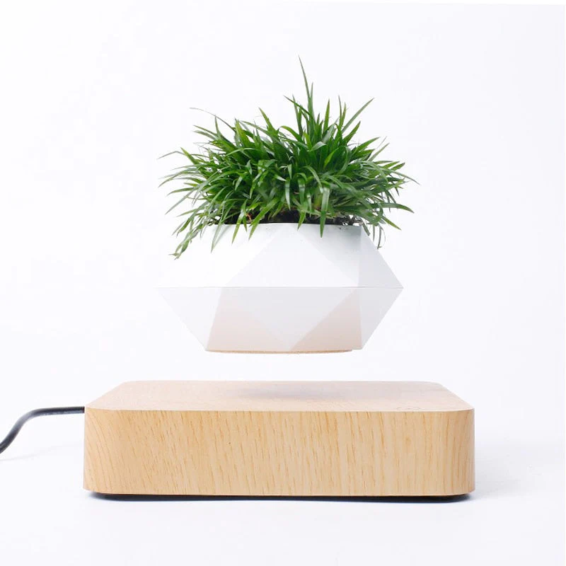 HULIANFU Magnetic suspension flower pot Levitating Air Bonsai Pot plant pot succulent pot patio decoration Desktop Flower/Green Plant - Deanwangkt