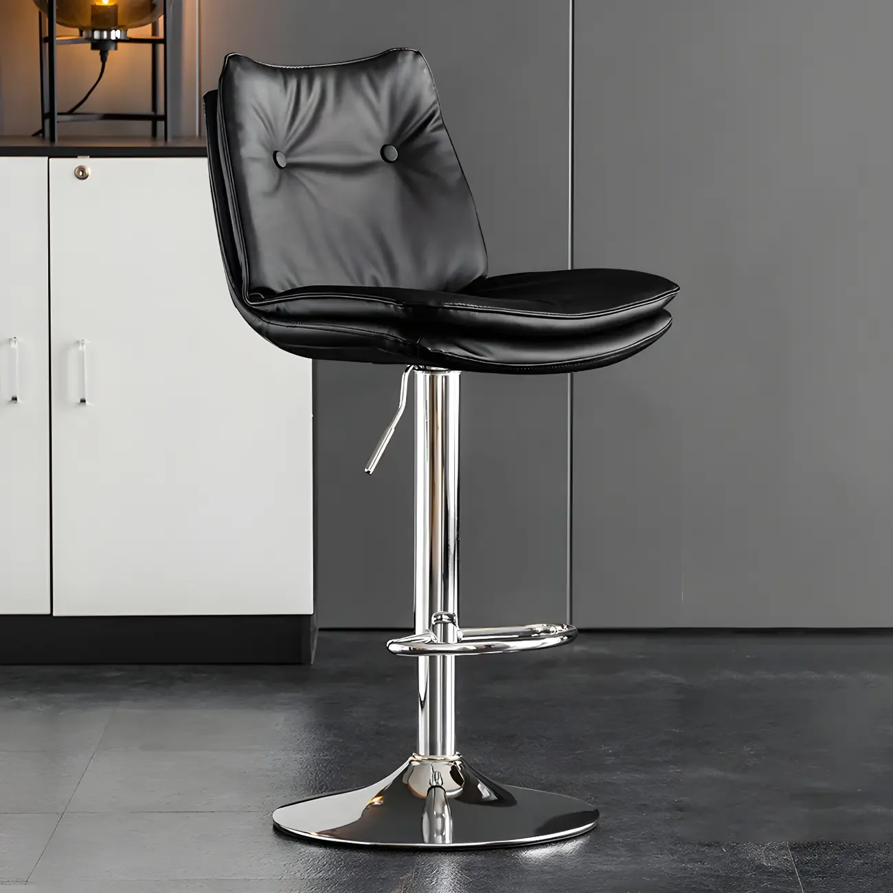 Modern Adjustable Leather Swivel Bar Stools