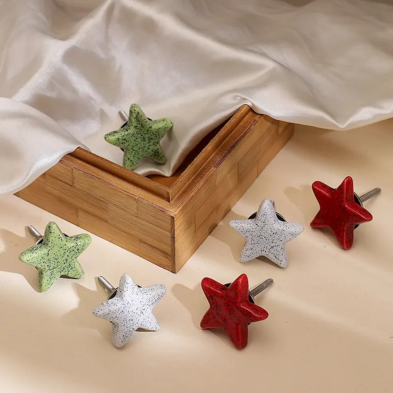 Novica Handmade Merry Stars Ceramic Cabinet Knobs (Set Of 6)