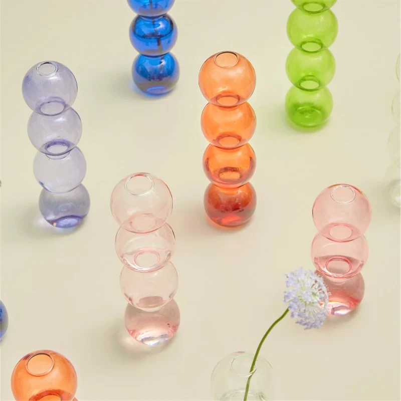 HULIANFU Nordic Creative Glass Bubble Vase Flower Arrangement Spherical Art Flower Ornaments Vases Decoration Home Birthday Gift - Deanwangkt