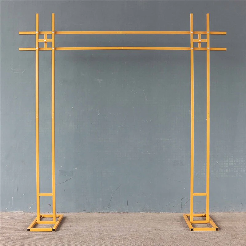 HULIANFU Wedding arch Wrought Iron Wedding Props Double Pole Square Arch Flower Stand Outdoor Square Frame Shelf Party Backdrop Decor - Deanwangkt