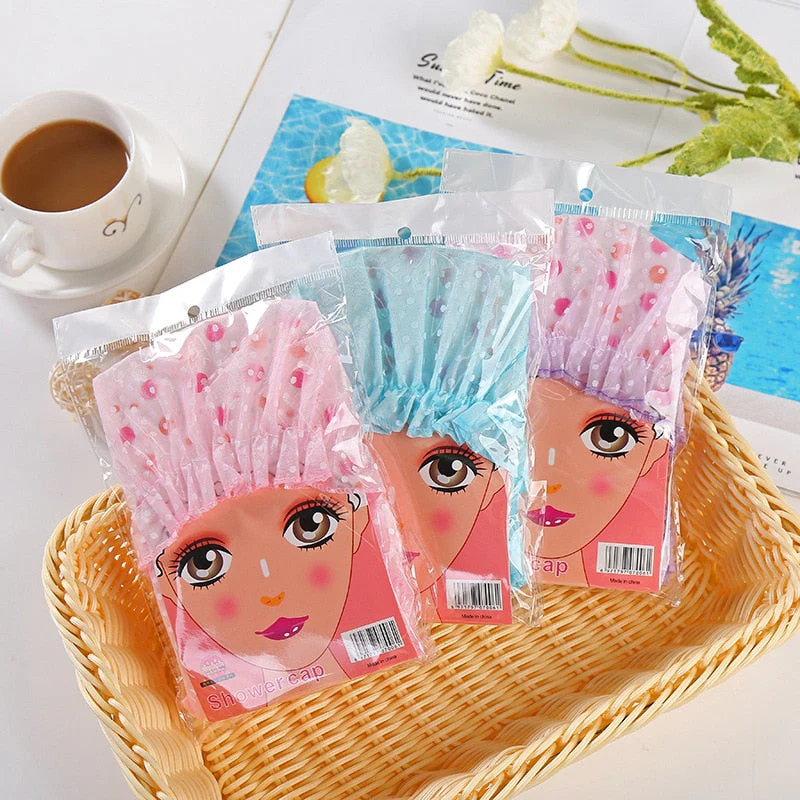 HULIANFU Waterproof Bath Hat Thickened Waterproof And Oil Fume Cap Women Spa Hair Salon Supplies Shower Cap Bathroom Accessories - Deanwangkt