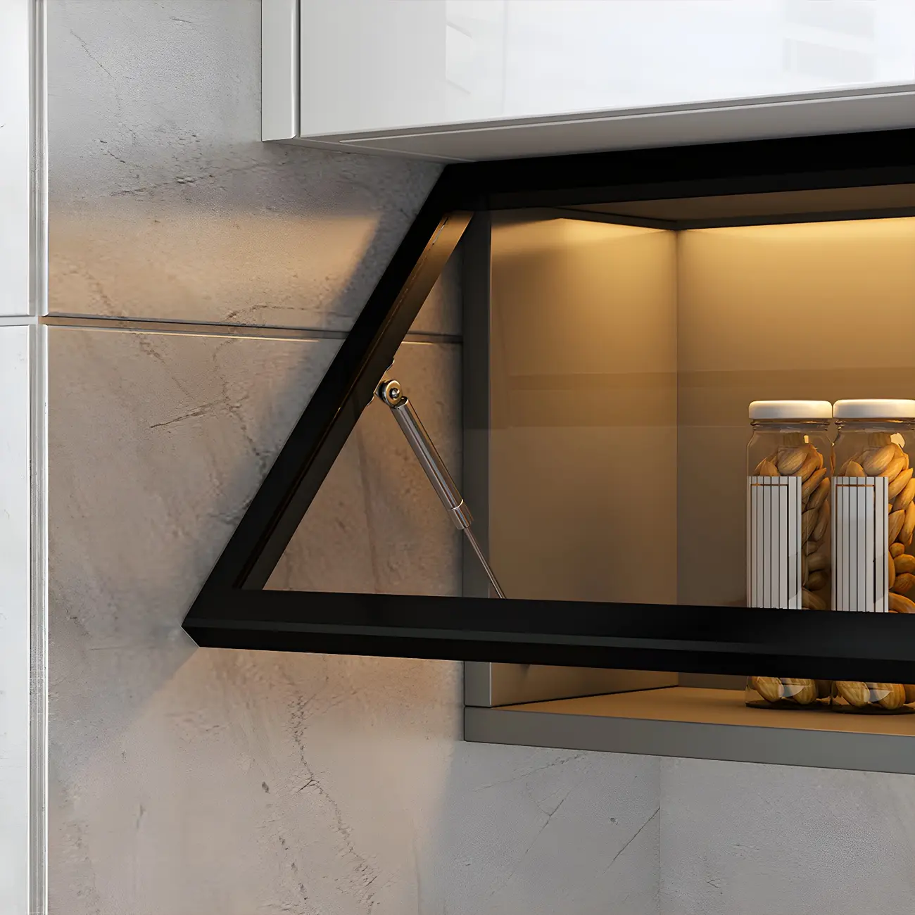 Kitchen Grey Wood Wall-Mounted China Cabinet