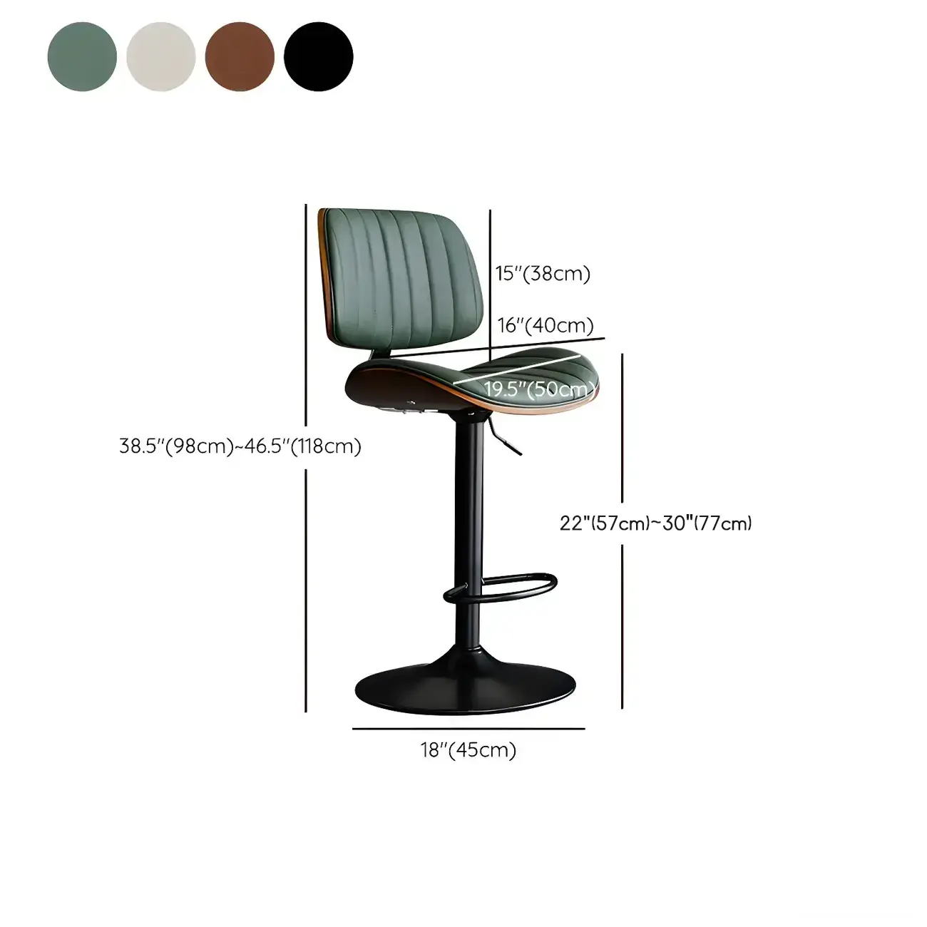 Modern Faux Leather Adjustable Swivel Bar Stools