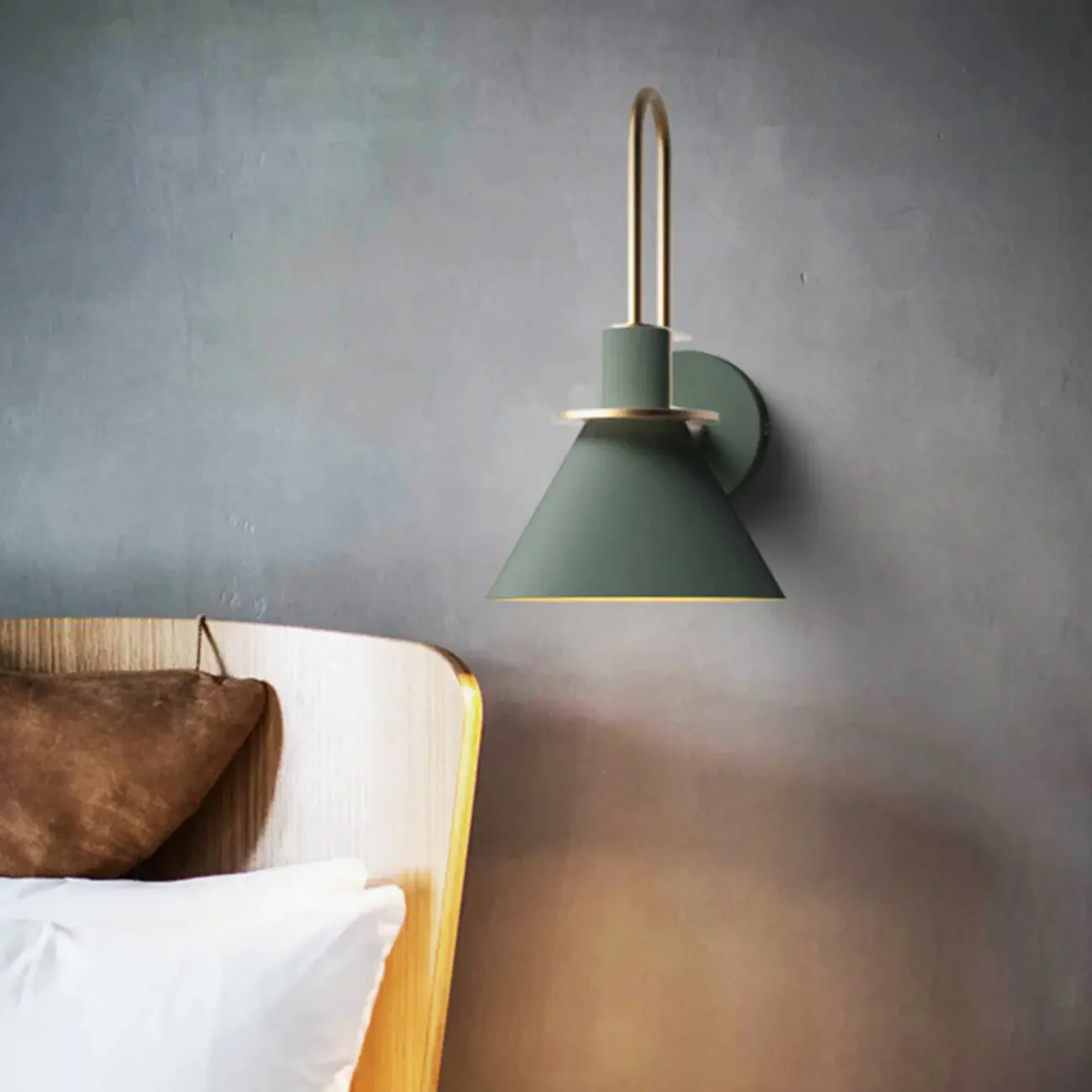 Cone Bathroom Vanity Light with Green Iron Shade