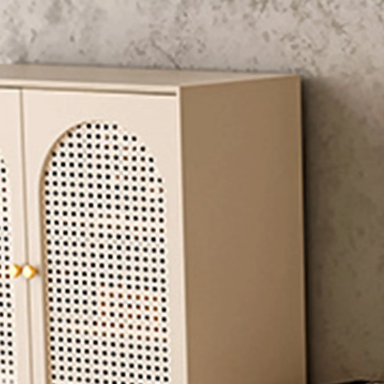 Modern Beige Solid Wood Accent Cabinet with 2 Drawers