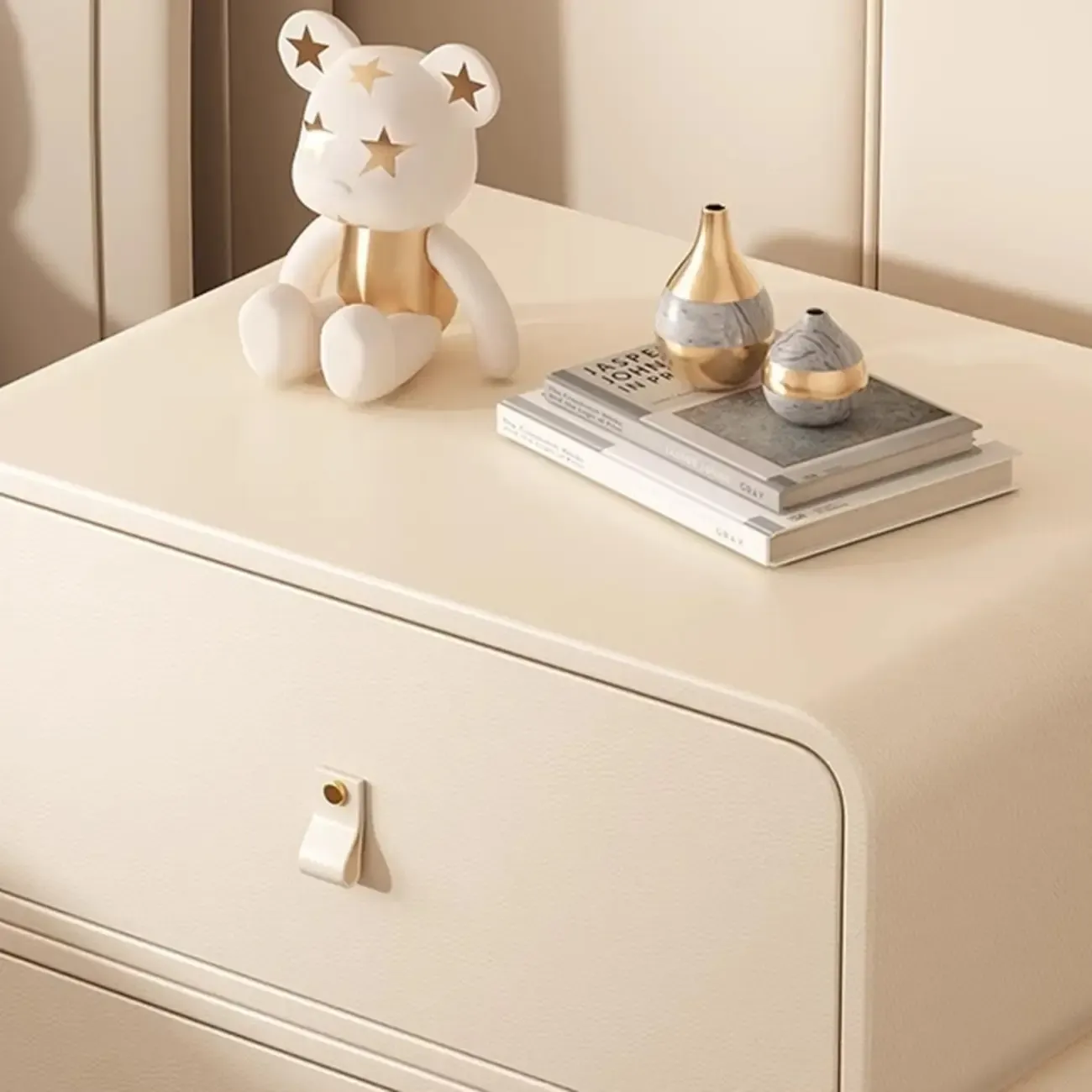 Modern Faux Leather 2-Drawer Nightstand