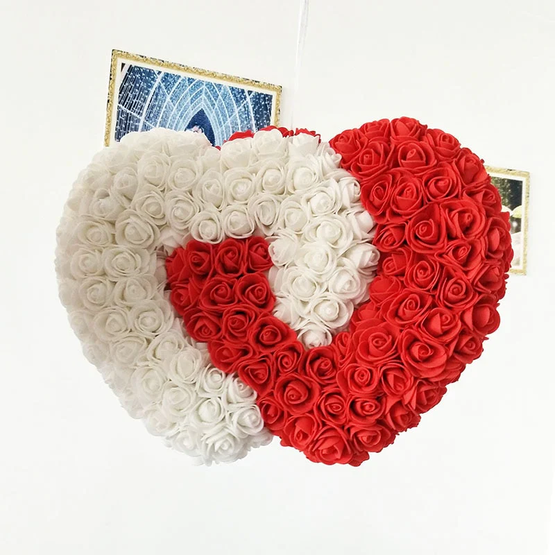 HULIANFU new product roses artificial flower wall wedding decoration rose flower Heart-shaped pendant - Deanwangkt