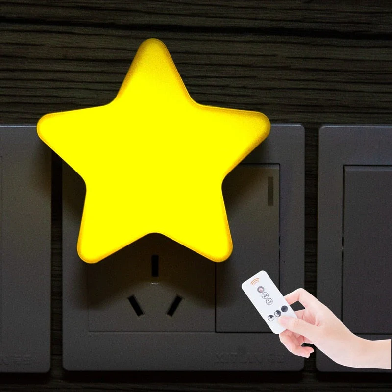 HULIANFU Star Shape Lamp LED Night Lights Bedside Wall Lamp Remote Sensor Control Cartoons Sleeping Light Nursery Children  Bedroom Lamp - Deanwangkt