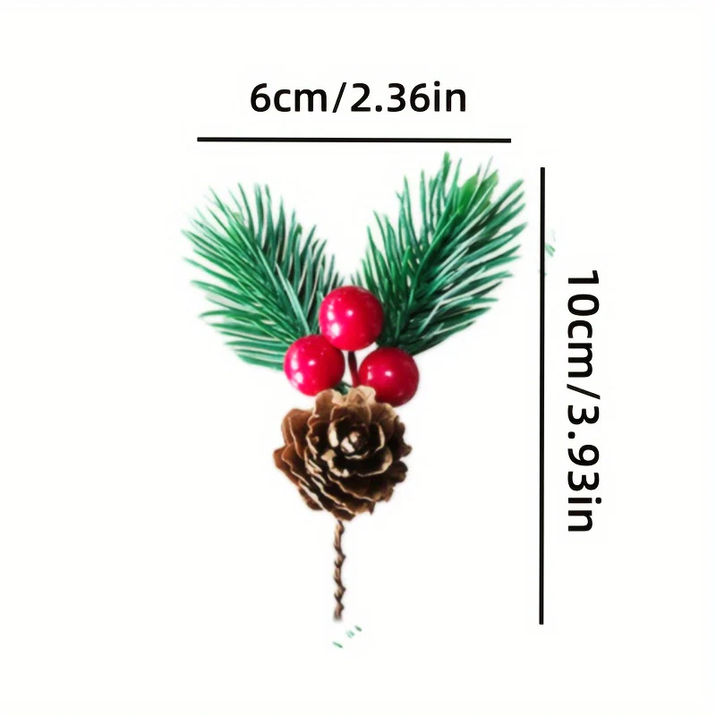 20pcs Christmas Berry Pine Cone Artificial Flowers Winter Christmas Decorations with Red Berries Pine Needles for Craft Table, Fireplace, Bar, Party, Holiday Decorations, and Essential Thanksgiving Christmas Decorations - Deanwangkt