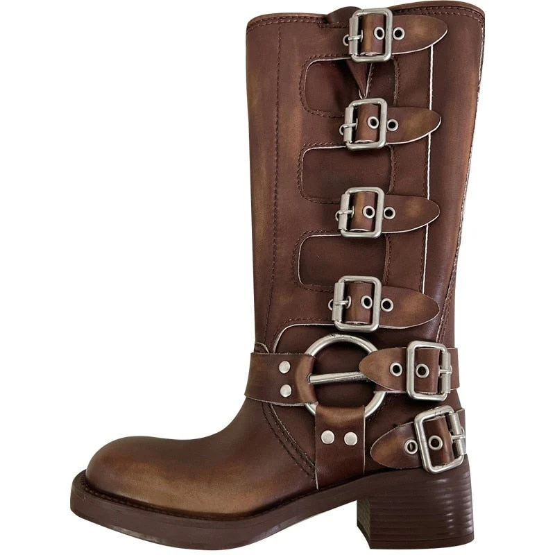 Large Size 42 Motorcycle Boots Women's INS Hot Sale Martins Shoes Platform Combat Botas Women Boots Trend  Goth Cowboy Boot - Deanwangkt