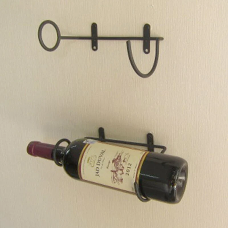 HULIANFU Wine Bottle Rack Wall Mount Wine Display Shelf Bracket Single Champagne Storage Organizer for Kitchen Bar - Deanwangkt