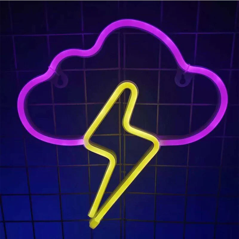 HULIANFU Night Ligh USB Powered Banana Cactus Pineapple Coconut Tree Love Popsicle Hello Rose Led Backplane Neon Lights for Bedroom Decor - Deanwangkt