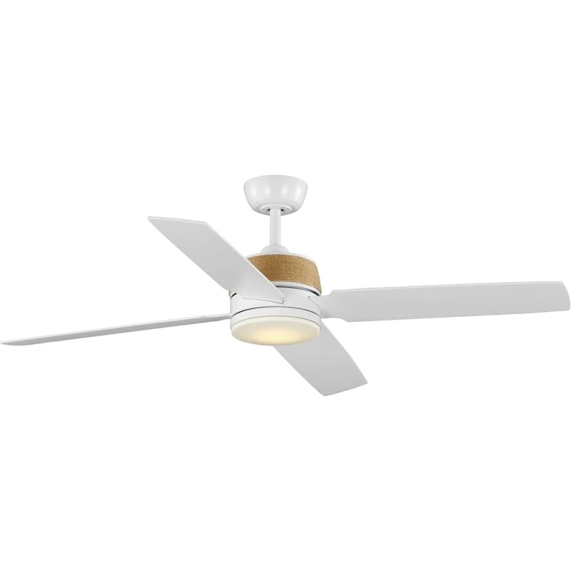 Schaffer II Collection 56 in. Four-Blade Satin White Modern Organic Ceiling Fan - 56 in x 56 in x 15.5 in