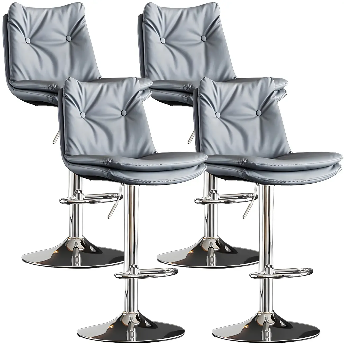 Modern Adjustable Leather Swivel Bar Stools