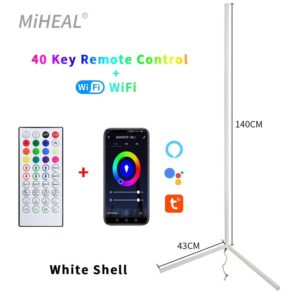 HULIANFU RGB LED Floor lamp Indoor Home Decoration Modern Corner Floor Lamp Living Rome Art Decor Atmospheric Standing Stand Lighting - Deanwangkt