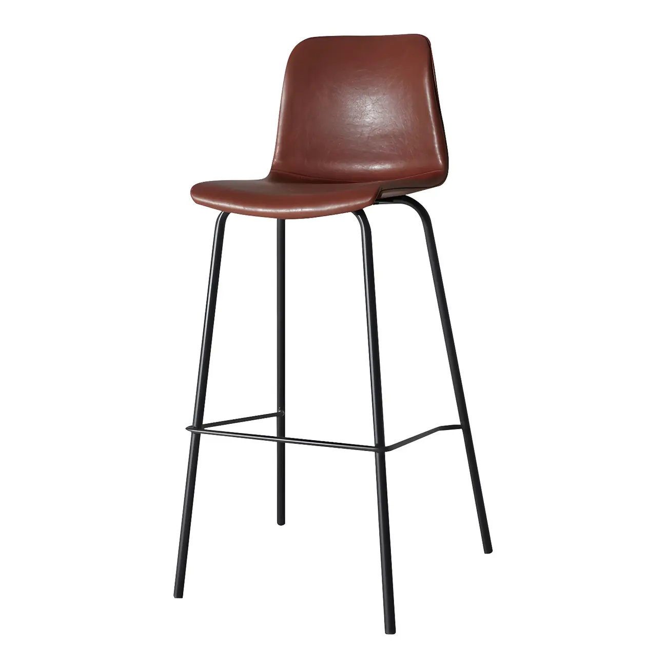 Brown Saddle Metal Frame Leather Counter Stools with Backs