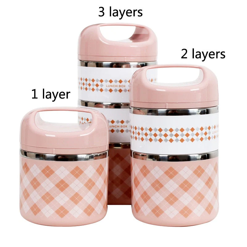 HULIANFU Portable Stainless Steel Thermal Lunch Box for Food Office Lunchbox Bento Boxs Thermos Lunch Box Food Container with Lunch Bag - Deanwangkt
