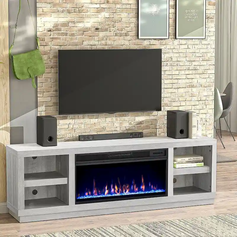 77 in. TV Stand Console for Tvs up to 85 in. with Fireplace - 77 inches in width