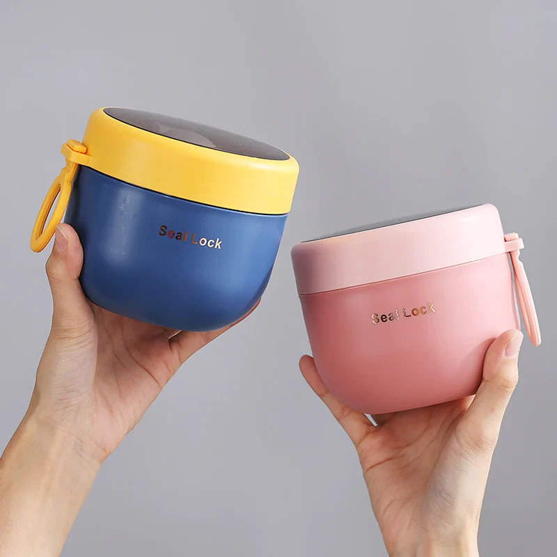 HULIANFU Mini Thermal Lunch Box Food Container with Spoon Stainless Steel Vaccum Cup Soup Cup Insulated Lunch Box taza desayuno portatil - Deanwangkt