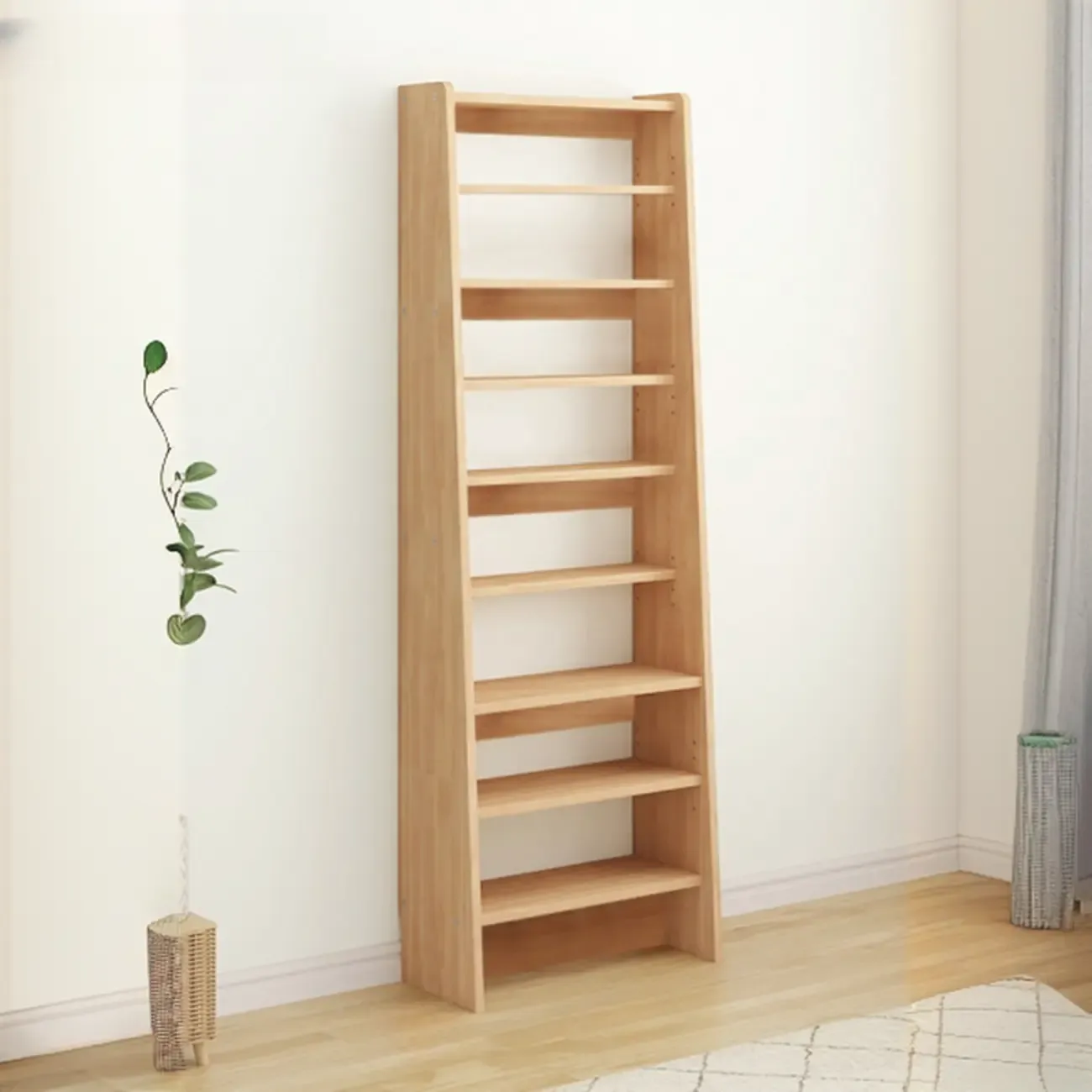 Walnut Wooden Ladder Shelf Unit 7-Tier