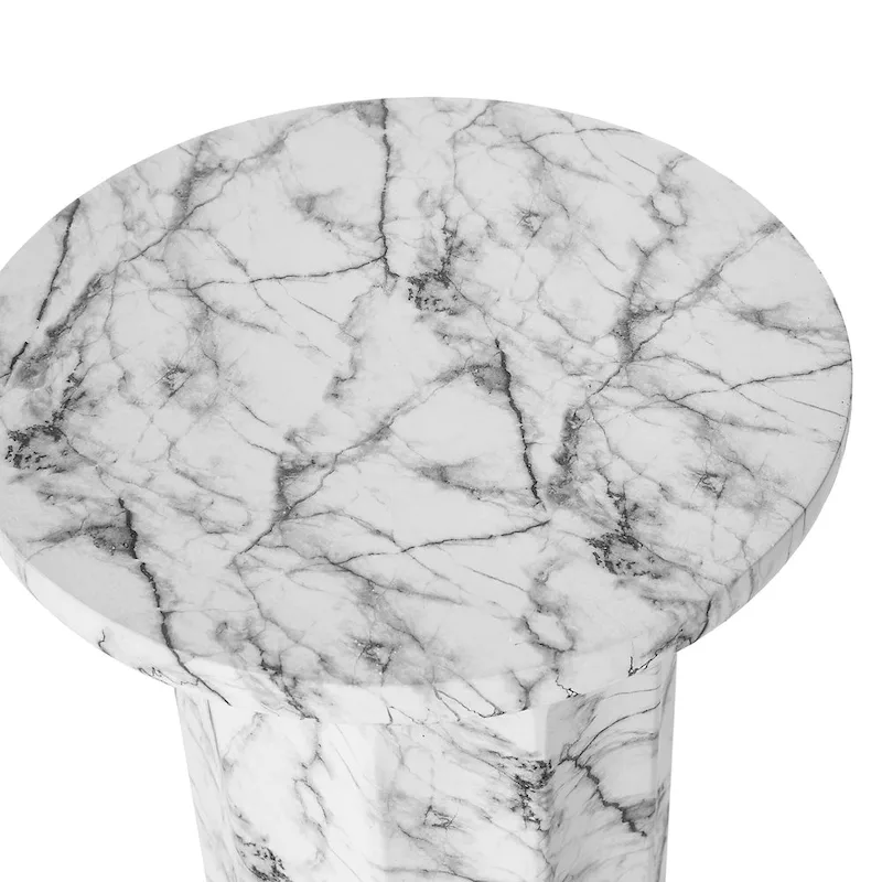 Glitzhome 20.75H Modern MGO Faux Marble Side Table