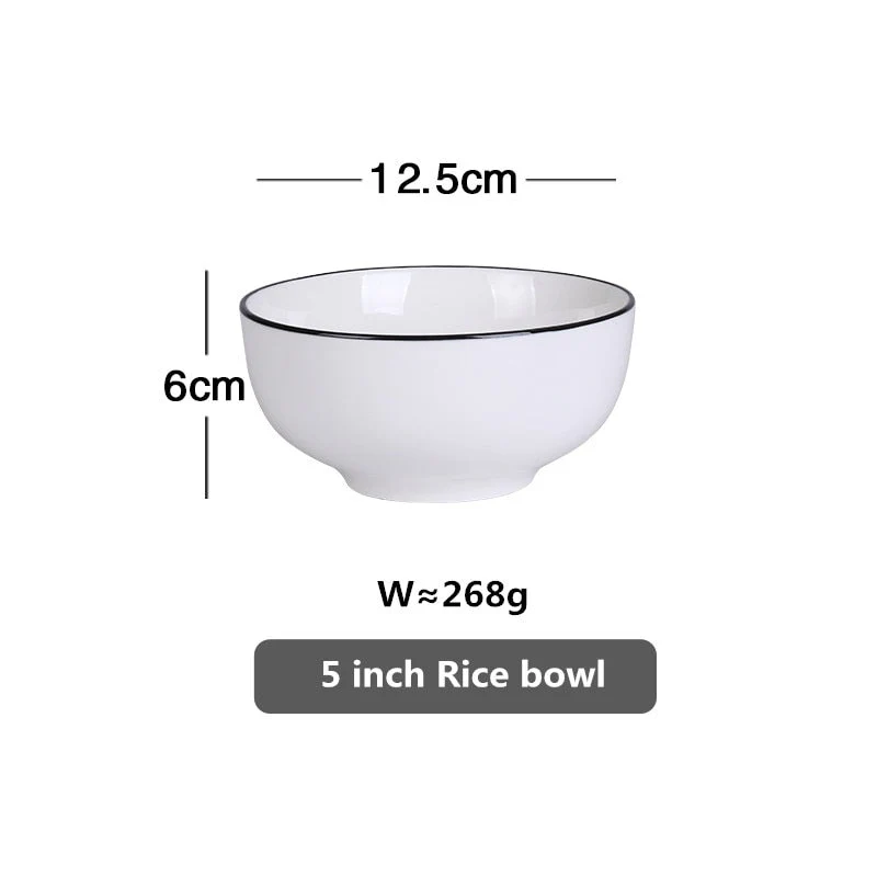 HULIANFU White Dinner Plate Set Ceramic Kitchen Plate Tableware Set Food Dishes Rice Salad Noodles Bowl Soup Kitchen Cook Tool 1pc - Deanwangkt