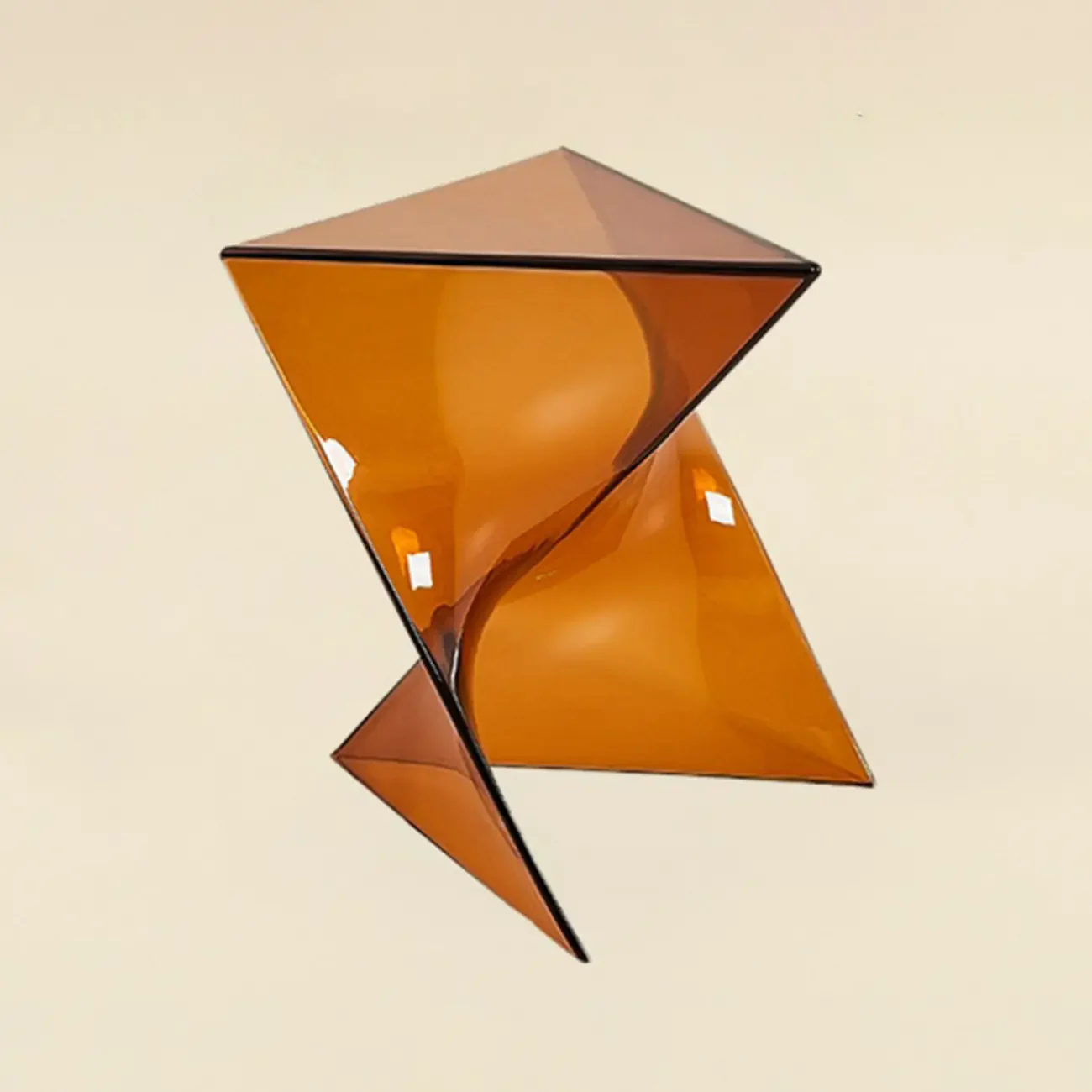 Living Room Acrylic Triangle Side Table with Twisted Base