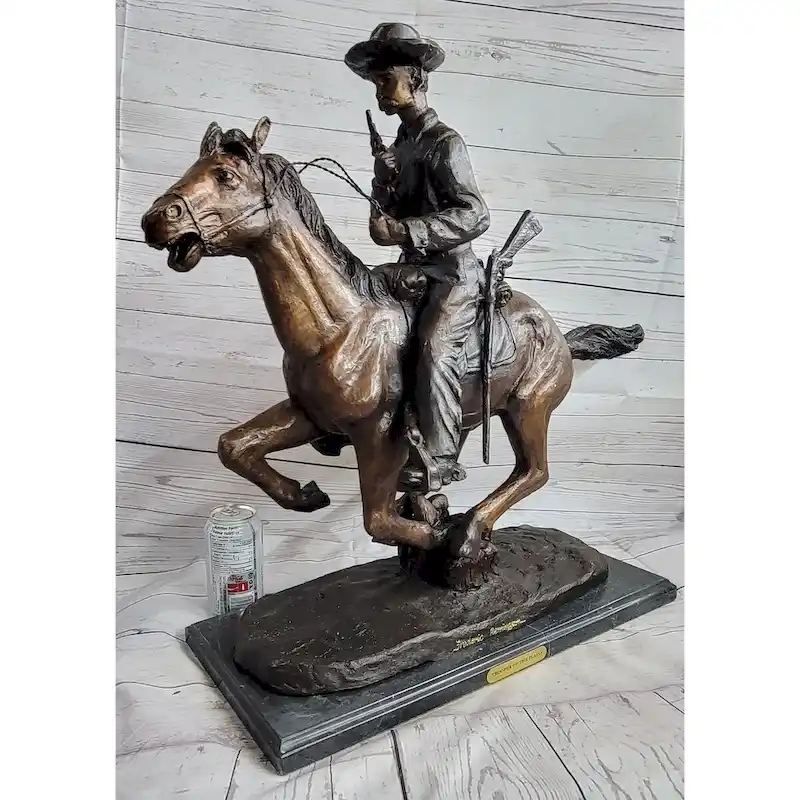 Trooper Of The Plains Frederic Remington Bronze Western Art Sculpture 22 Inches X 21 Inches