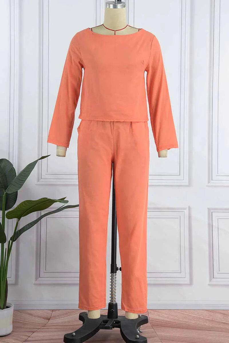 hulianfu Fashion Vintage Solid Patchwork O Neck Long Sleeve Two Pieces(4 Colors) - Deanwangkt