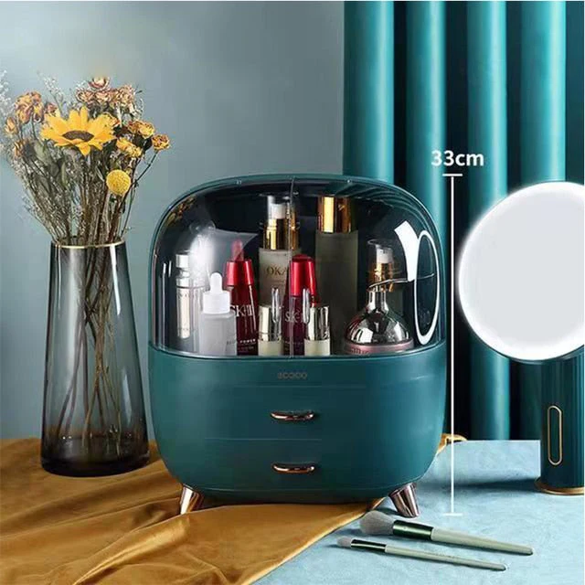 HULIANFU Large Capacity Makeup Organizer Cosmetic Storage Box Drawer Type Desktop Finishing Rack Dustproof Lipstick Beauty Mask Case - Deanwangkt