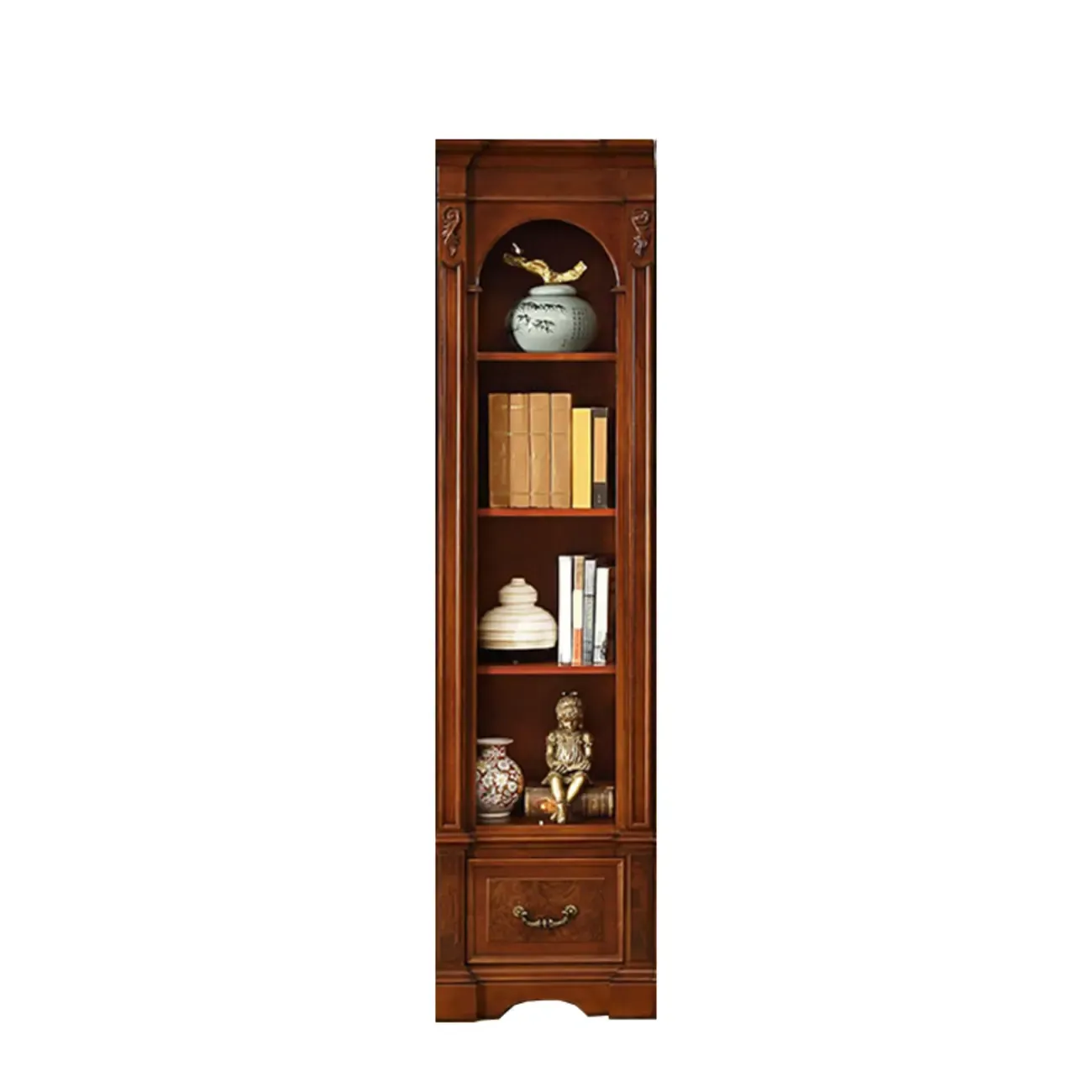 Traditional Solid Wood Brown Display Bookcase