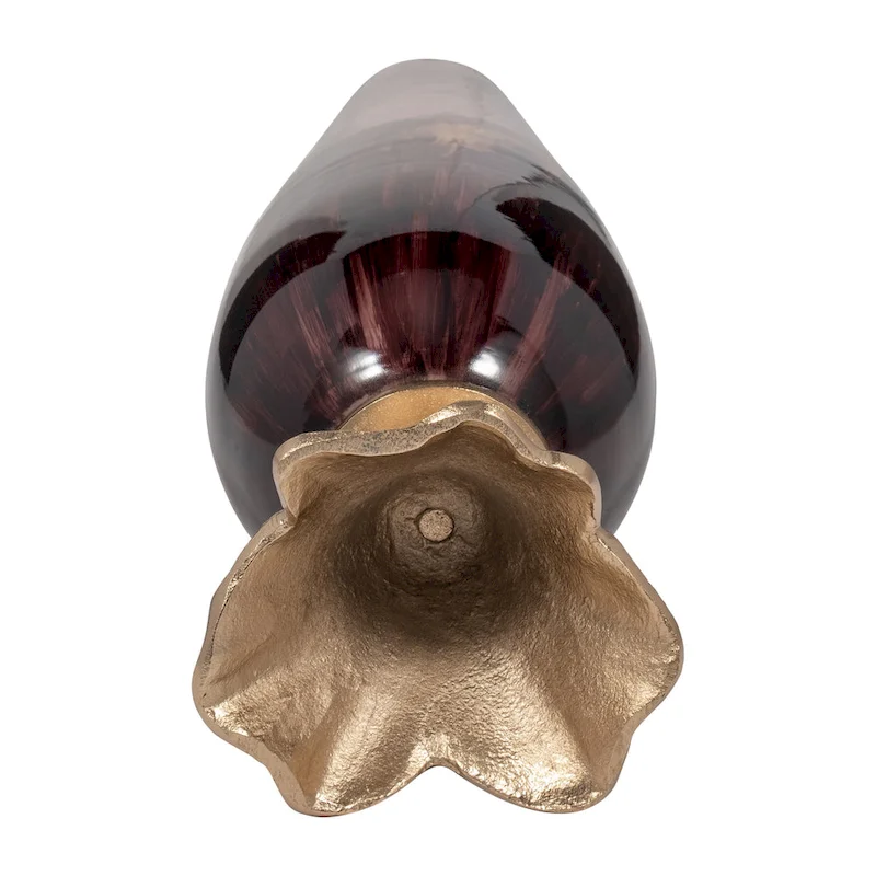 Sagebrook Home Abstract Glass Vase with Gold Accents