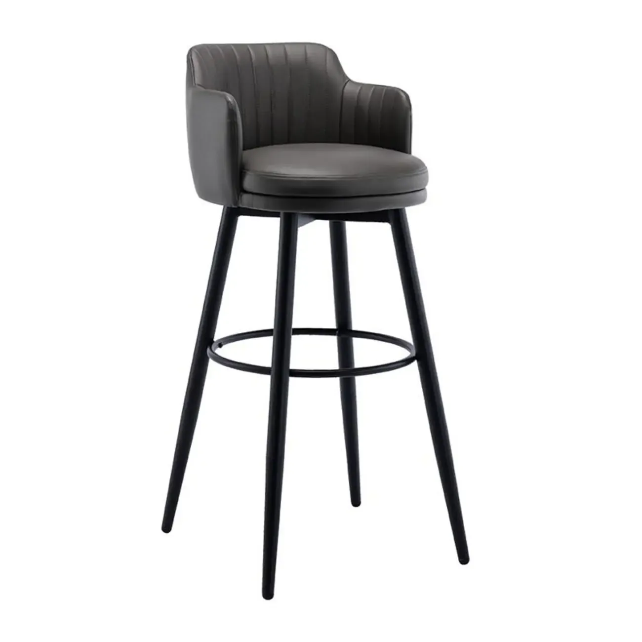 Modern Round Upholstered Curved Back Bistro Swivel Bar Stool