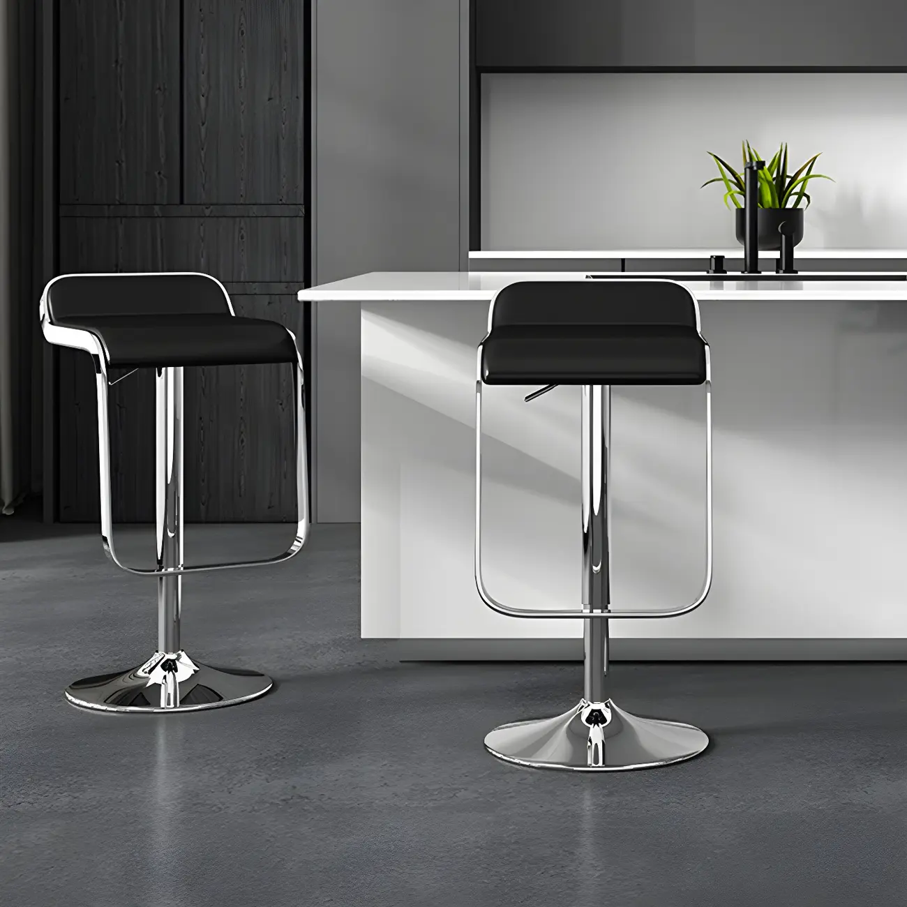 Leather Low Back Metal Adjustable Swivel Bar Stools