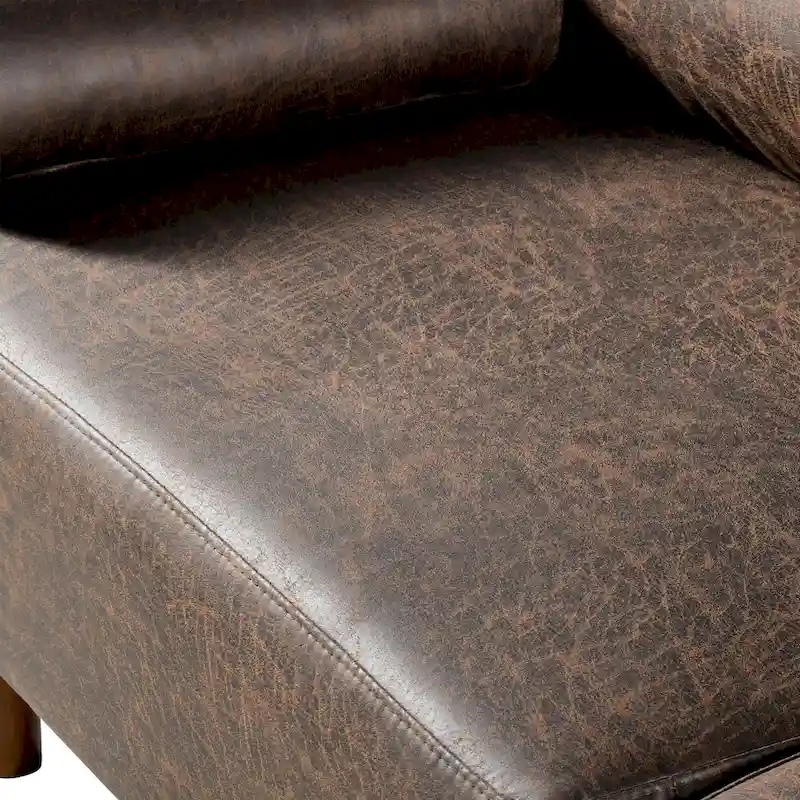 HOOOWOOO Mid-Century Modern Upholstered Sofa Couch with Rolled Pillows