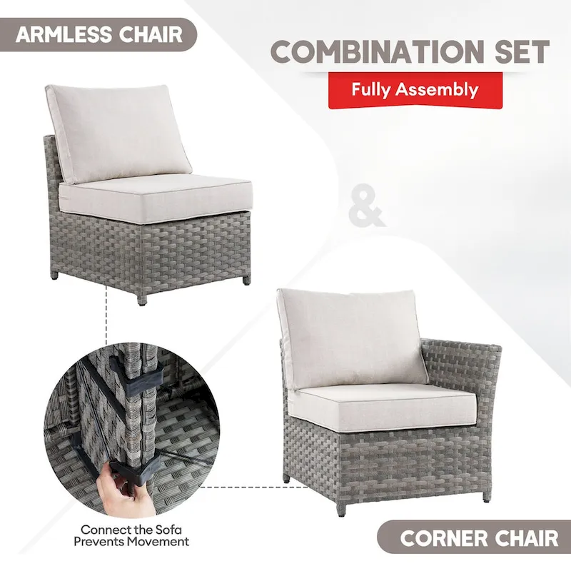 XIZZI 9-piece Patio Furniture Sectional Set with Swivel Rocking Chairs