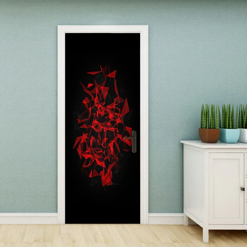 HULIANFU PVC Material Self-adhesive Door Stickers Art Colorful Light Tie-dye Blooming Abstract Home Decor Poster Door Decoration Stickers - Deanwangkt