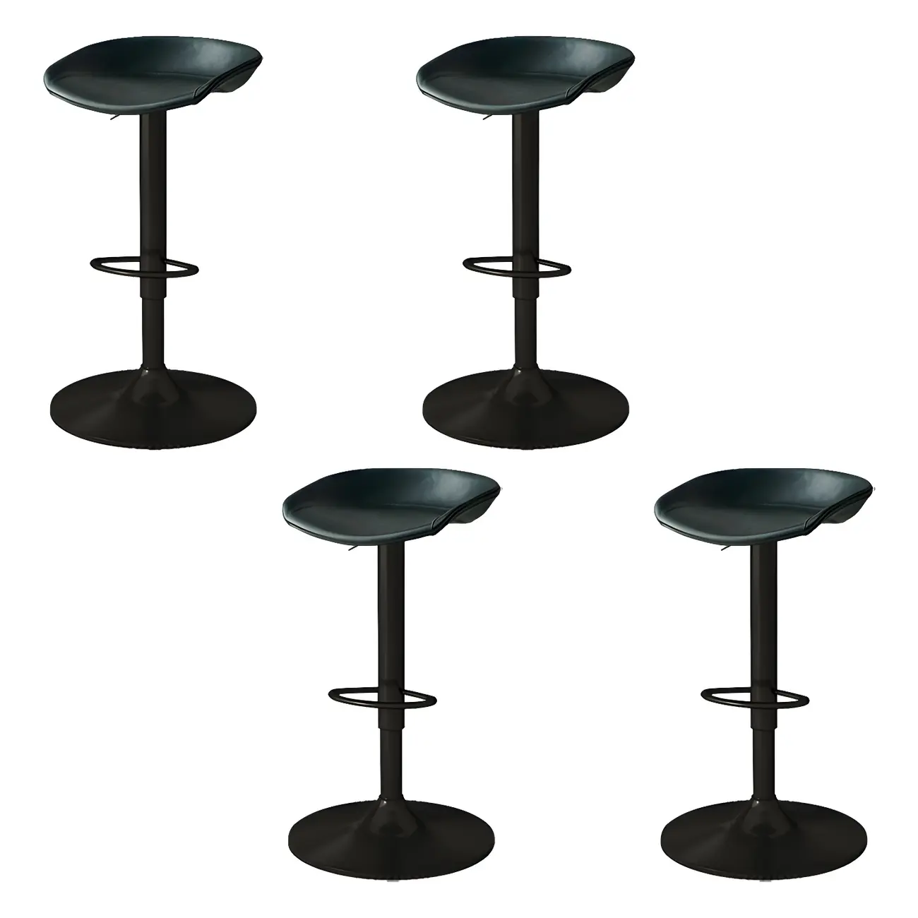 Modern Leather Black Pedestal Swivel Adjustable Bar Stool
