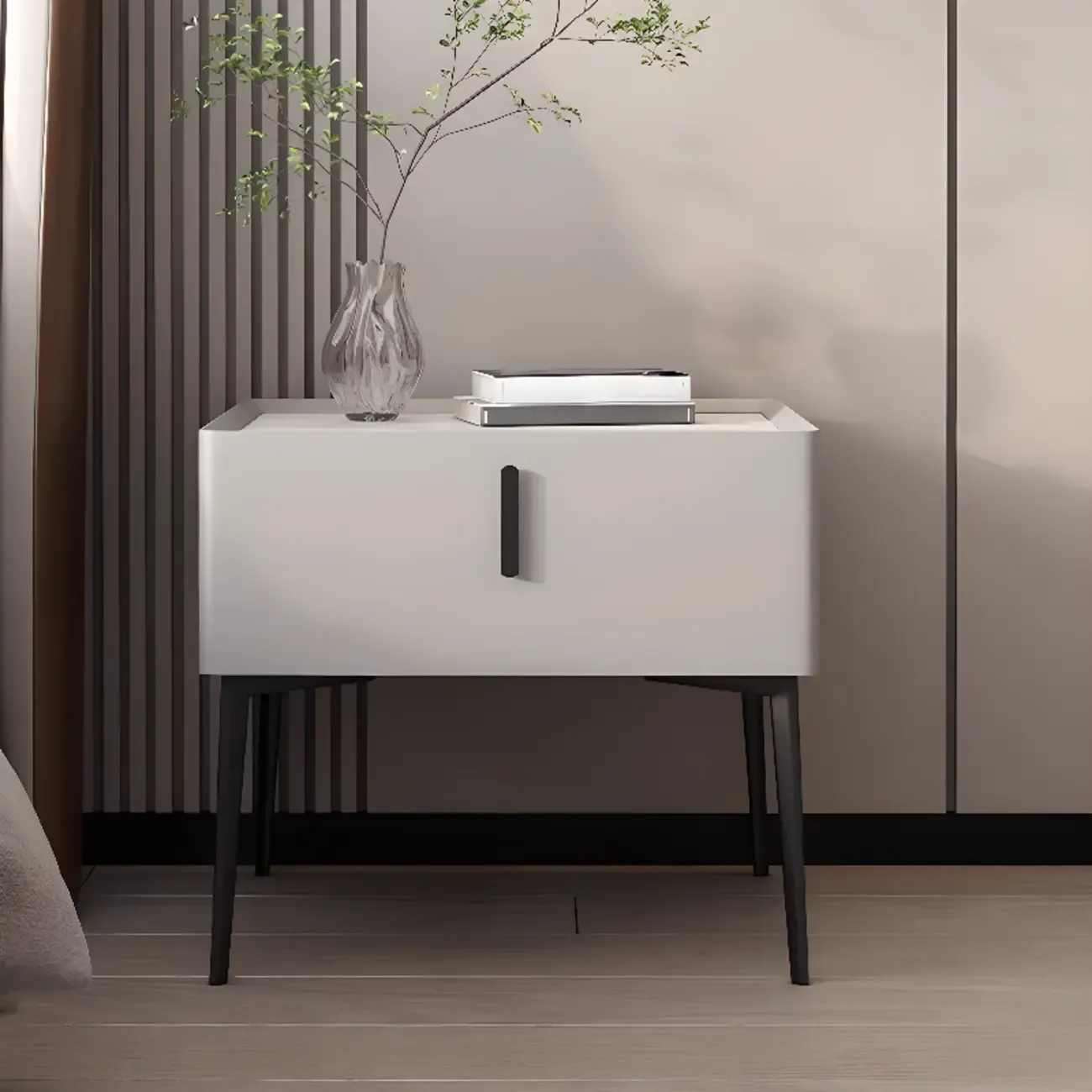 Modern Narrow Nightstand with Drawer