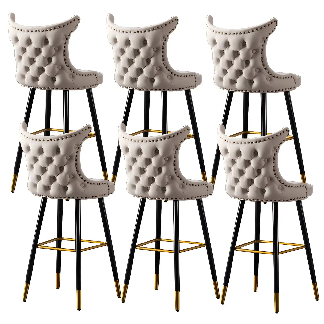 Velvet Upholstered Wingback Counter Height Bar Stools