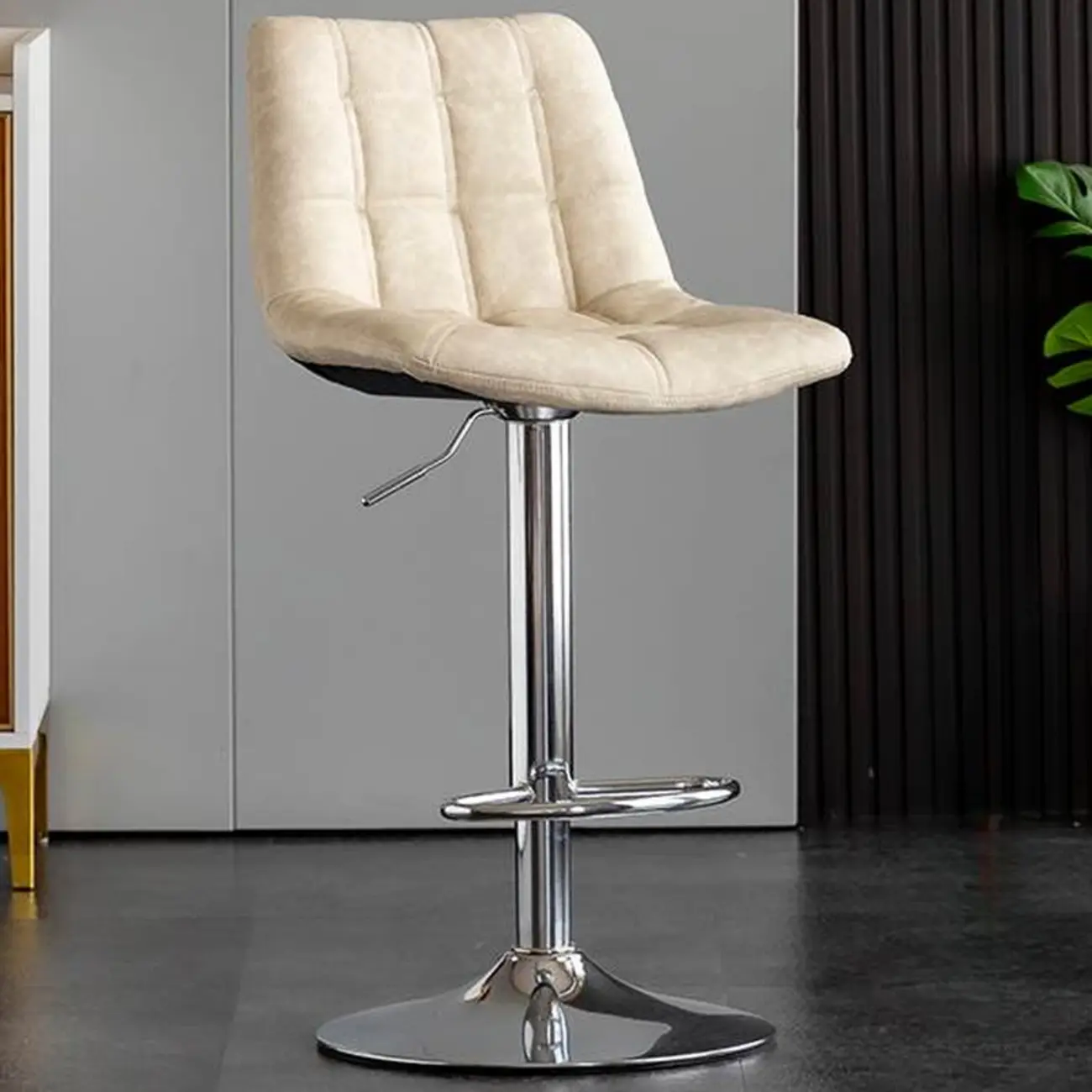 Glam Faux Leather Swivel Adjustable Bar Stools