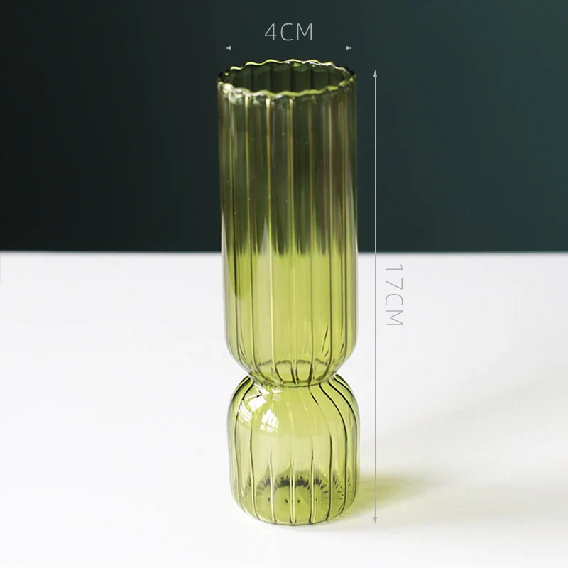 HULIANFU Nordic Glass Vase Small Glass Vases Flower Arrangement Home Decoration Accessories Modern Living Room Glass Ornament - Deanwangkt