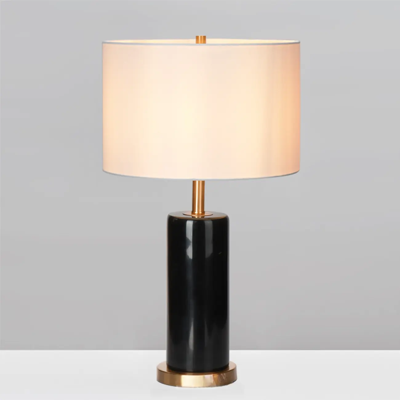 Modern Stone Table Lamp with Fabric Shade, LED Compatible