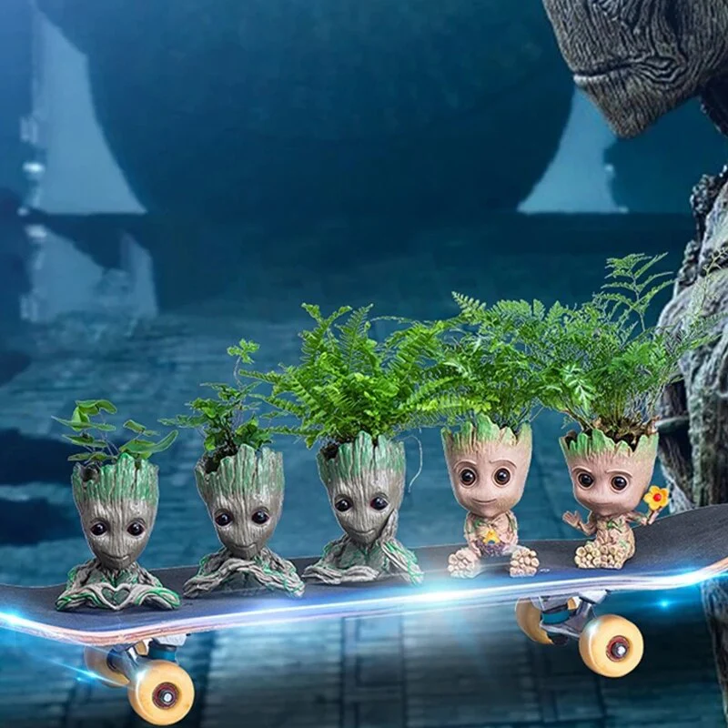 HULIANFU Strongwell Home Decoration Flower Vase Miniature Model Succulent Flower Pots Desktop Display Figurines Baby Groot Artware Gifts - Deanwangkt