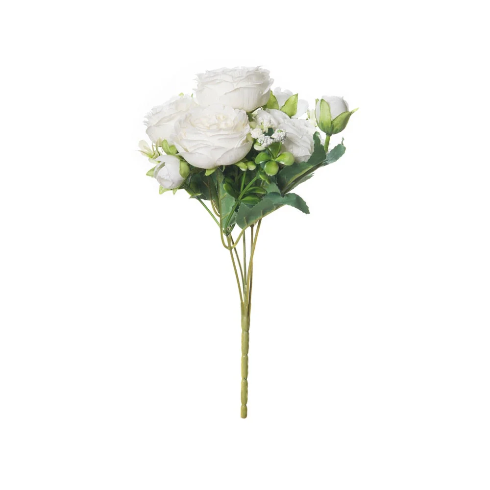 HULIANFU White Roses Artificial Flowers Silk Peonies Wedding Decorative Vases for Home Decor Bride Bouquet Foam Craft Gifts Fake Plants - Deanwangkt