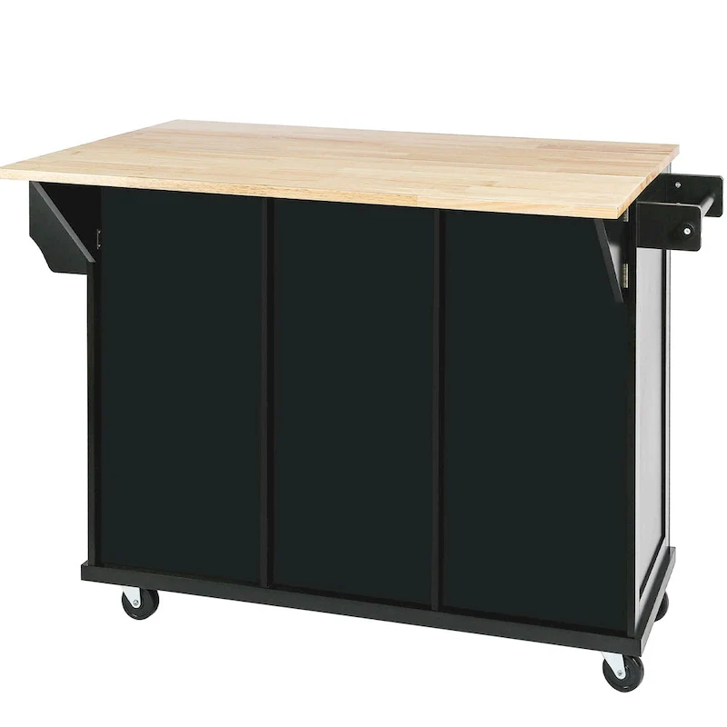 Nestfair Kitchen Island Cart with Drop-Leaf Countertop and 3 Drawers