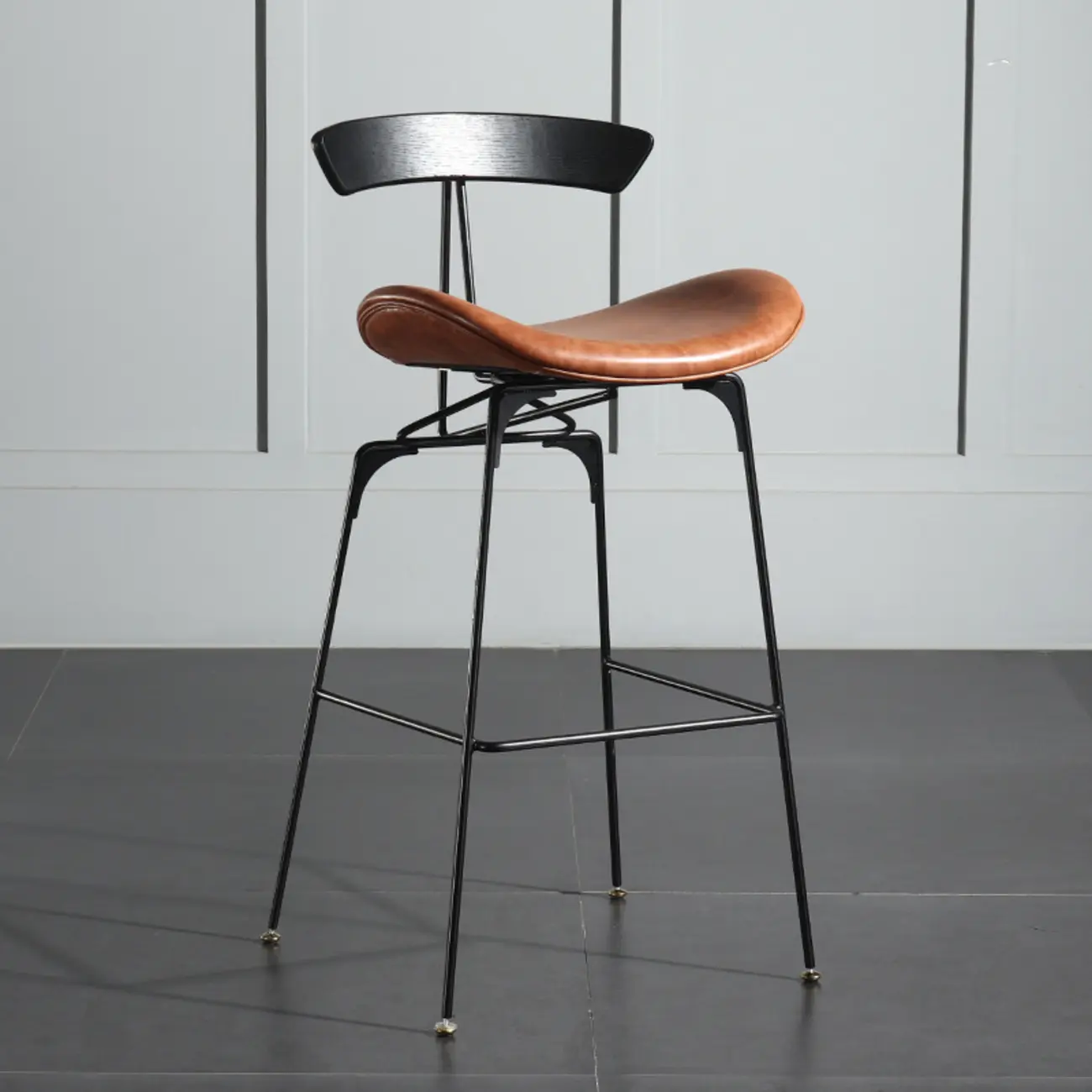Modern Saddle Genuine Leather Low Back Bar Stool