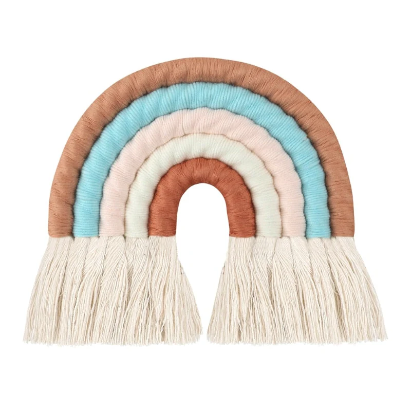 HULIANFU Lines Macrame Rainbow Hanging Ornament DIY Rope Handmade Woven Wall Decor Baby Girls Room Decor Home Nursery Decor - Deanwangkt